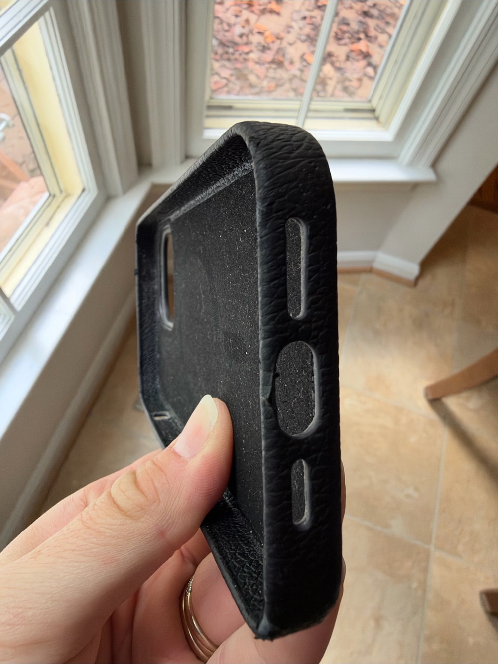 ClareV Black Leather-Textured Phone Case